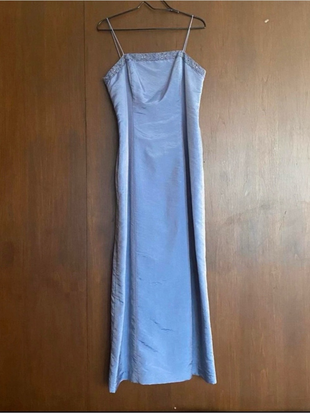 Alex Evenings Periwinkle beaded Formal Spaghetti Strap Dress